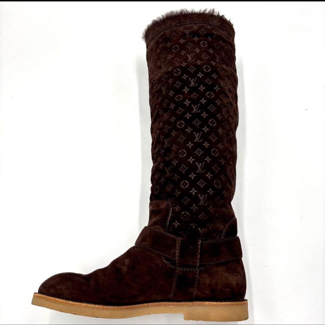 ルイヴィトン モノグラム スエード ムートンブーツ 36 ブラウン