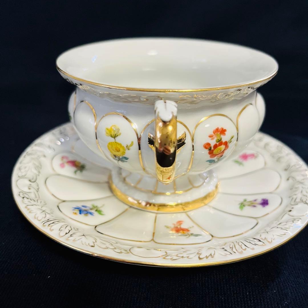 アンティークマイセン　グランツゴールド  Xフォーム　宮廷の小花