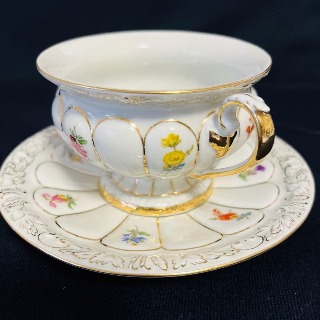 アンティークマイセン　グランツゴールド  Xフォーム　宮廷の小花