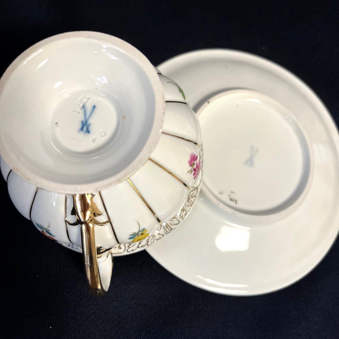 アンティークマイセン　グランツゴールド  Xフォーム　宮廷の小花