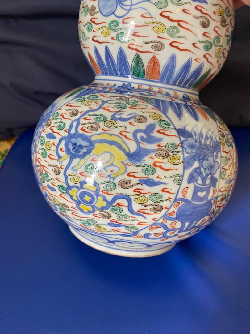 中国大明萬歷年製五彩龍紋葫芦瓶サイズ約高さ30cm径20cm