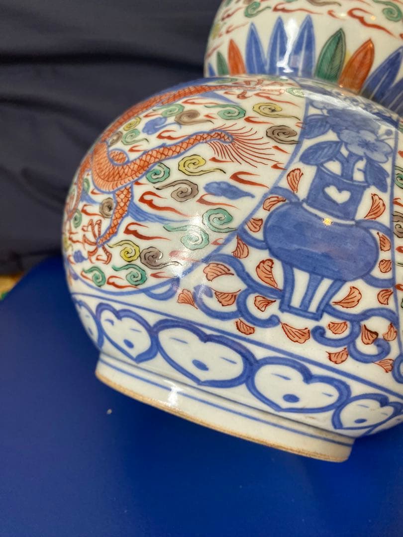 中国大明萬歷年製五彩龍紋葫芦瓶サイズ約高さ30cm径20cm