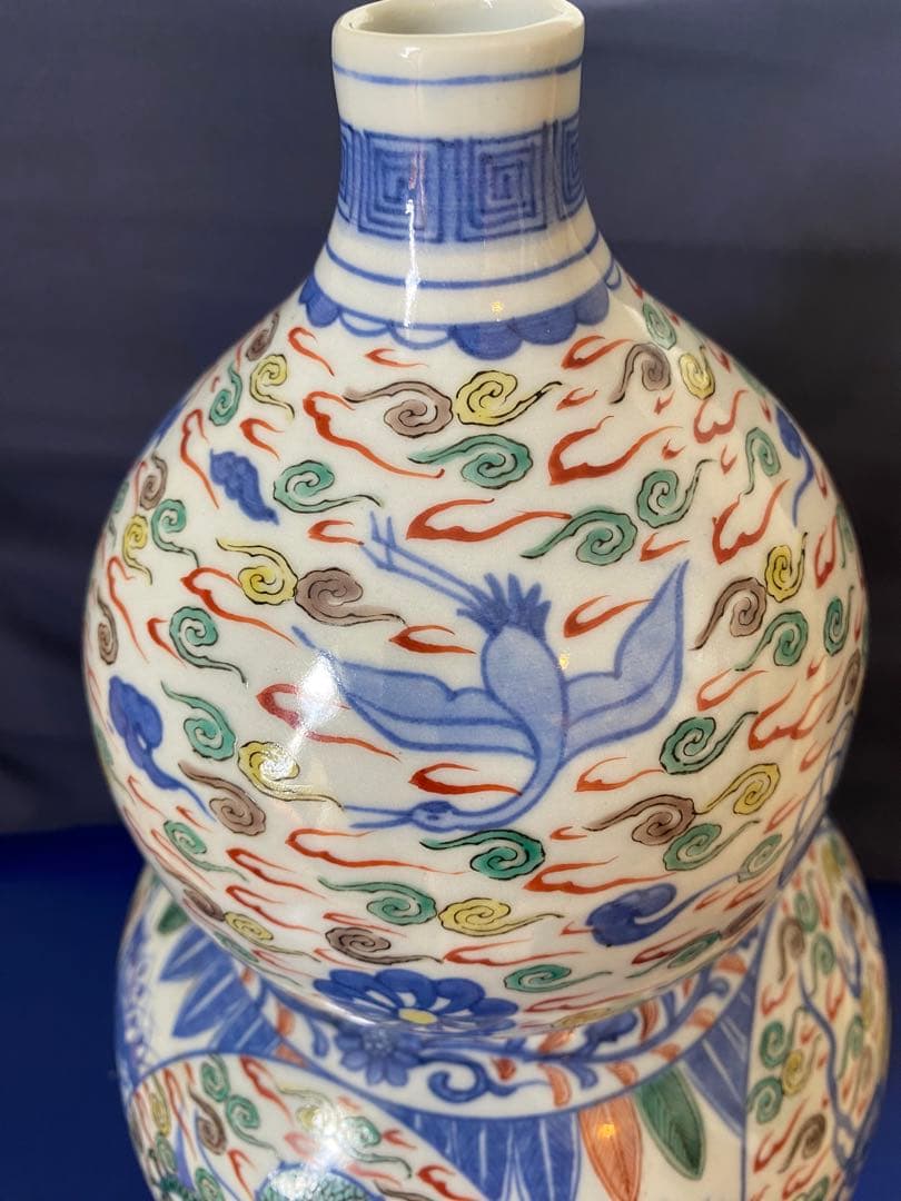 中国大明萬歷年製五彩龍紋葫芦瓶サイズ約高さ30cm径20cm