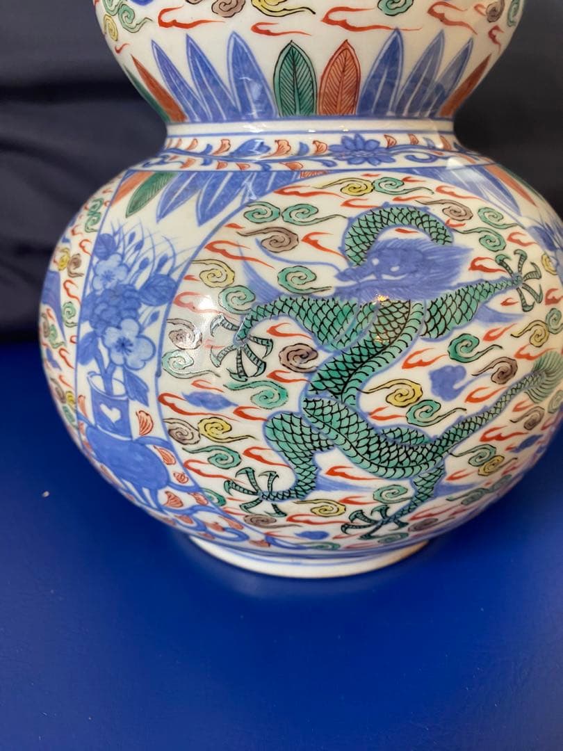 中国大明萬歷年製五彩龍紋葫芦瓶サイズ約高さ30cm径20cm