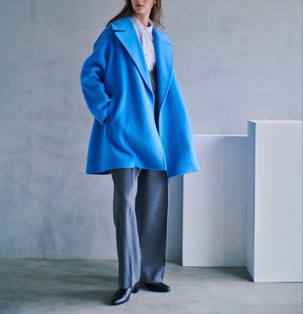 未使用 allureville リバービッグカラーミドル丈コート ブルー