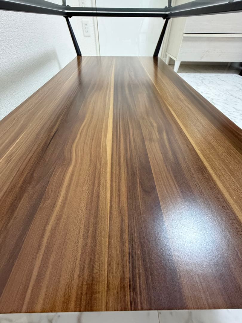 モダン ガラス 木製 リビングテーブル 幅120cm