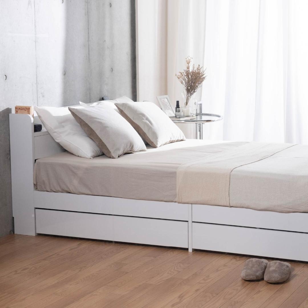 セミダブル ベッドフレー ム 単品 収納 コンセント 新品送料込 最短翌日着