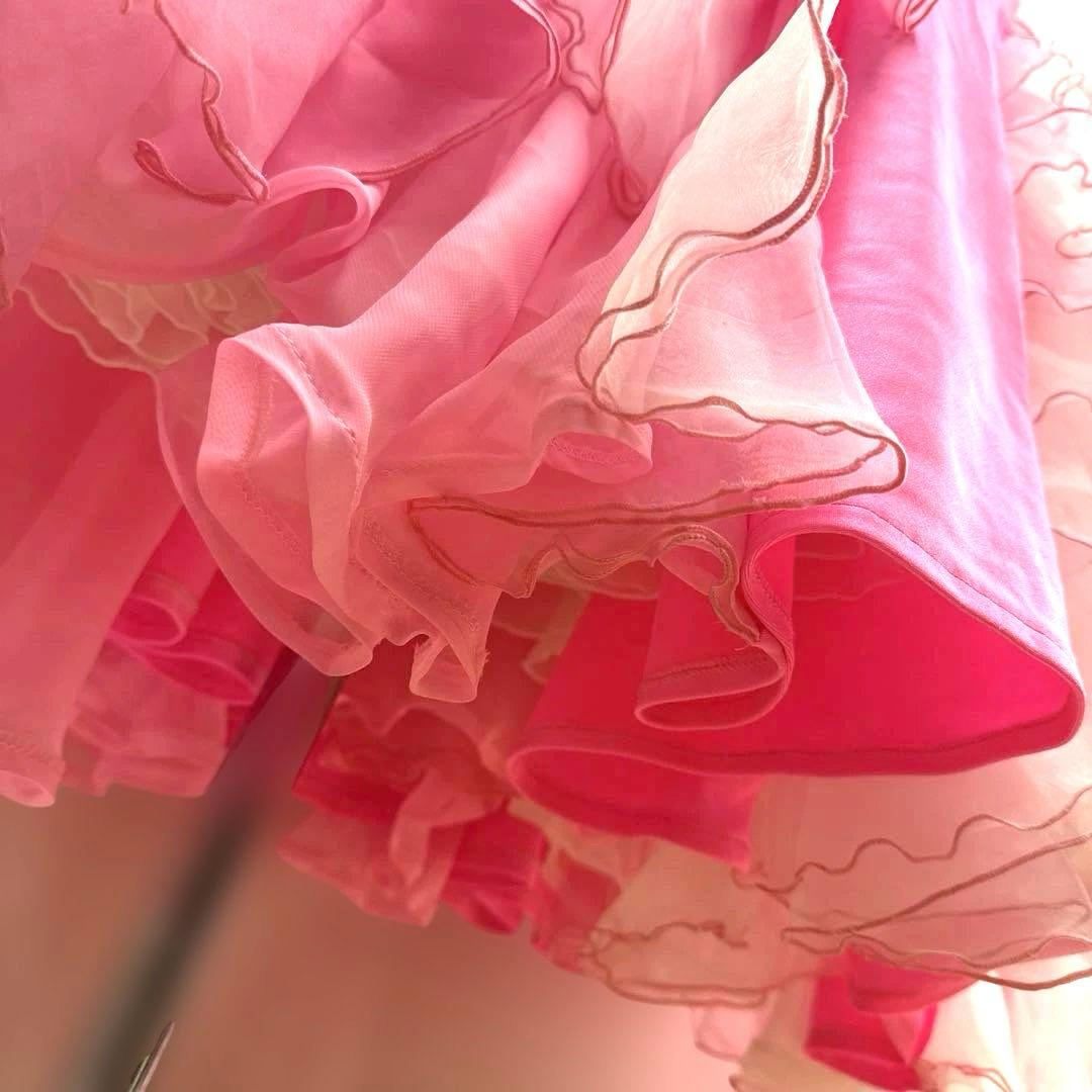 Y5952★SM★ピンク /ラインストーン/スタンダードドレス☆社交ダンス