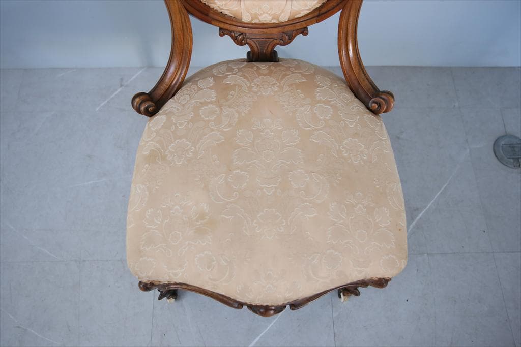 英国アンティーク猫脚ナーシングチェア/イス/ソファ/腰掛け椅子(89-272-1