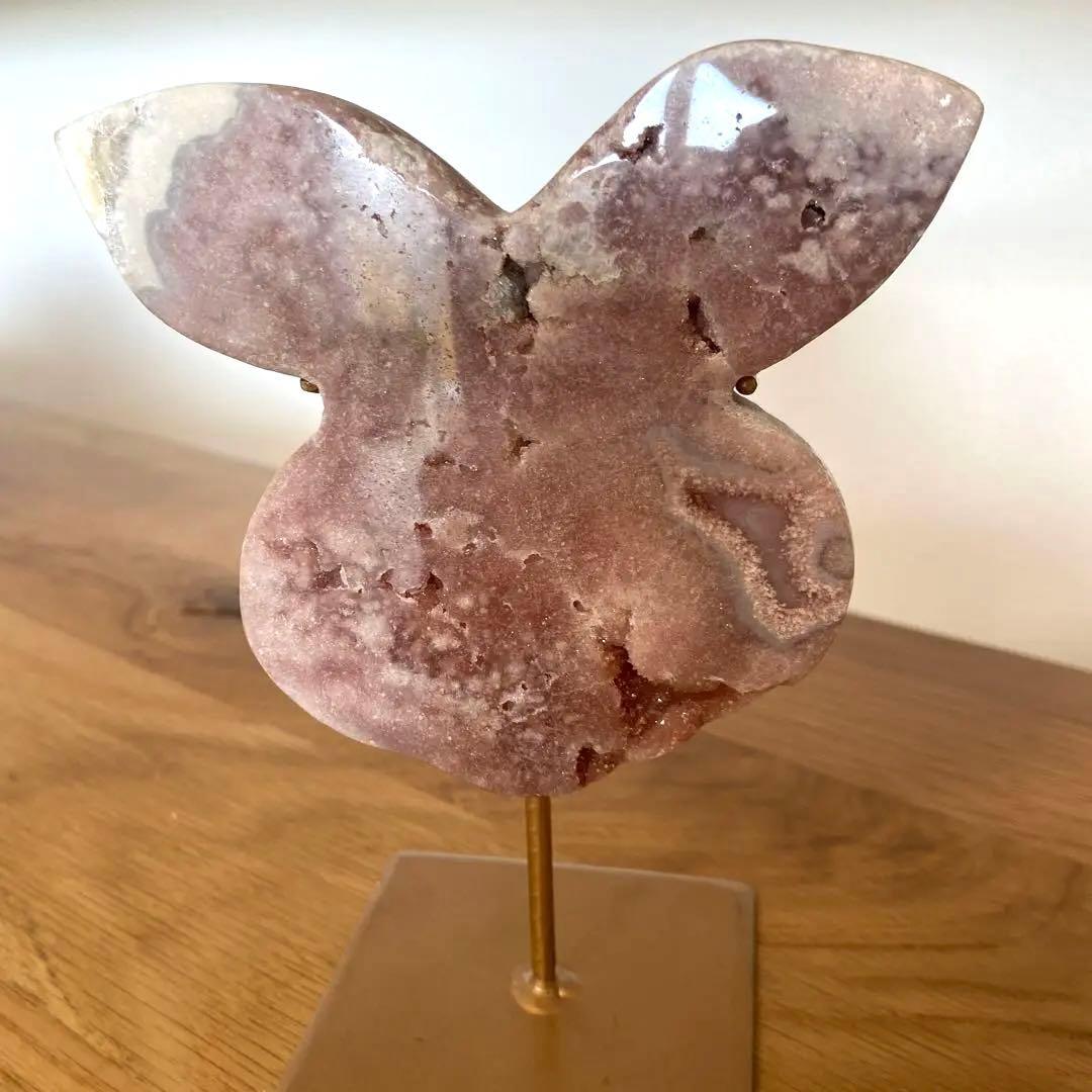 ブラジル産　ピンクアメジスト　バニー　うさぎ　干支　スタンド付き
