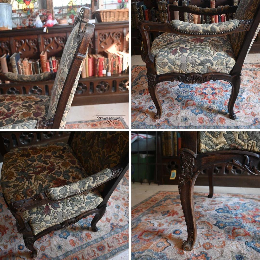 L3710-3-1 フランスアンティーク ソファ 布張りチェア 1人掛けソファ