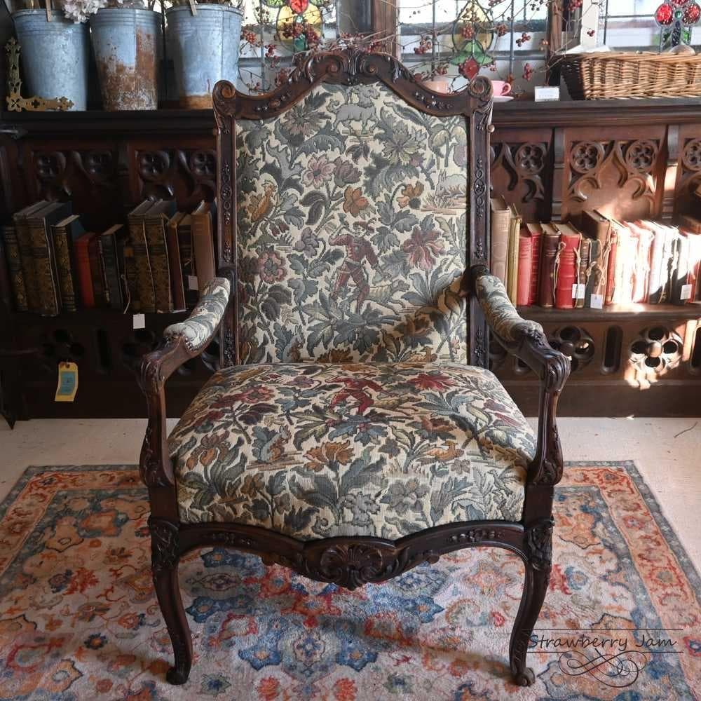 L3710-3-1 フランスアンティーク ソファ 布張りチェア 1人掛けソファ