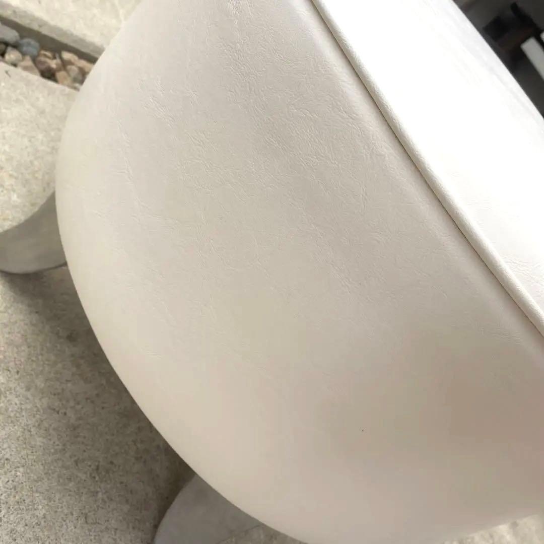 ホワイト　オーバル　オットマン　合皮　店舗　展示場　おしゃれ　モダン