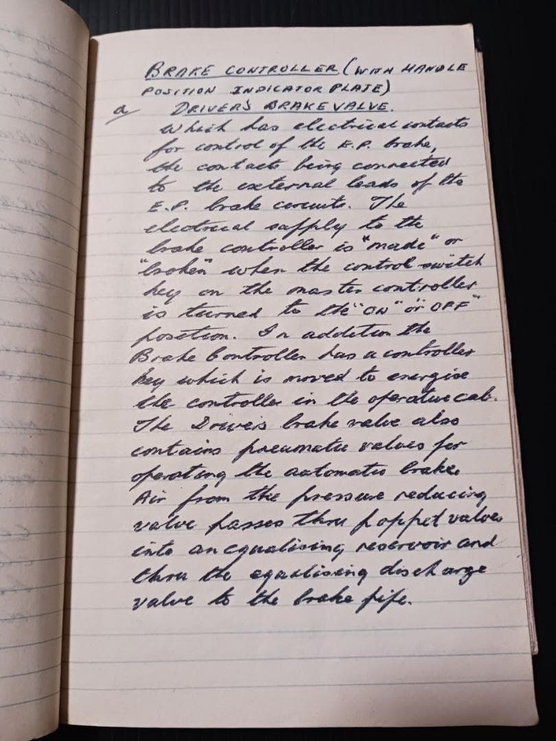 英国鉄道 手書き技術ノート ブレーキ系統 図解入 原本