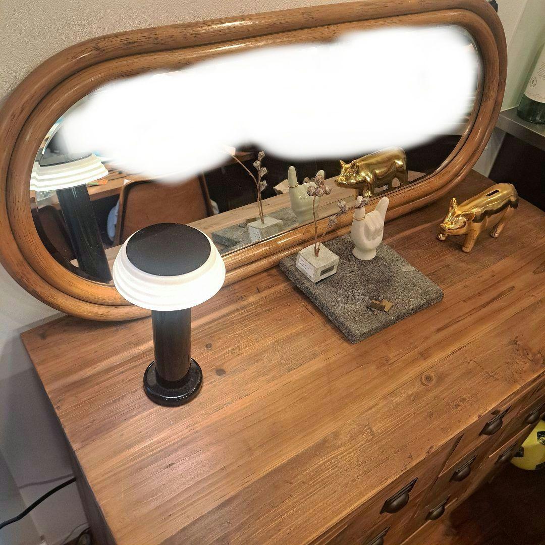 アンティーク　ラタン　オーバル　壁掛けミラー　姿見　ヴィンテージ 99×41