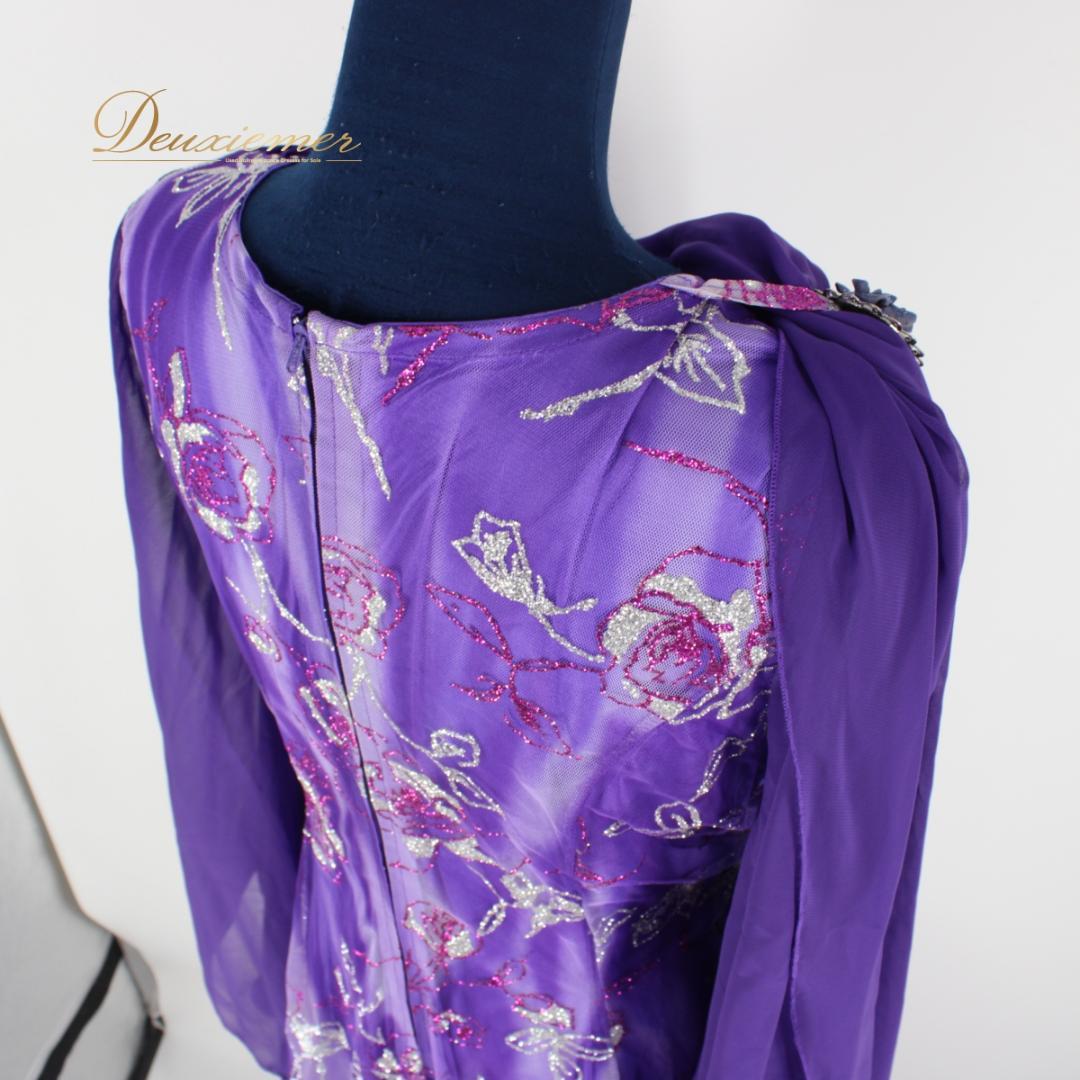 【美品 社交ダンス衣装】ワンピース ドレス un×Ⅱ 紫 パープル 派手 ラメ