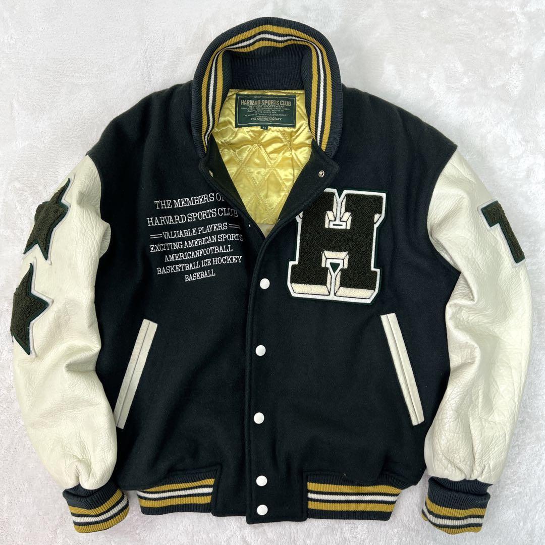 極稀少✨ HARVARD ハーバード　90s　スタジャン　本革スリーブ　ワッペン