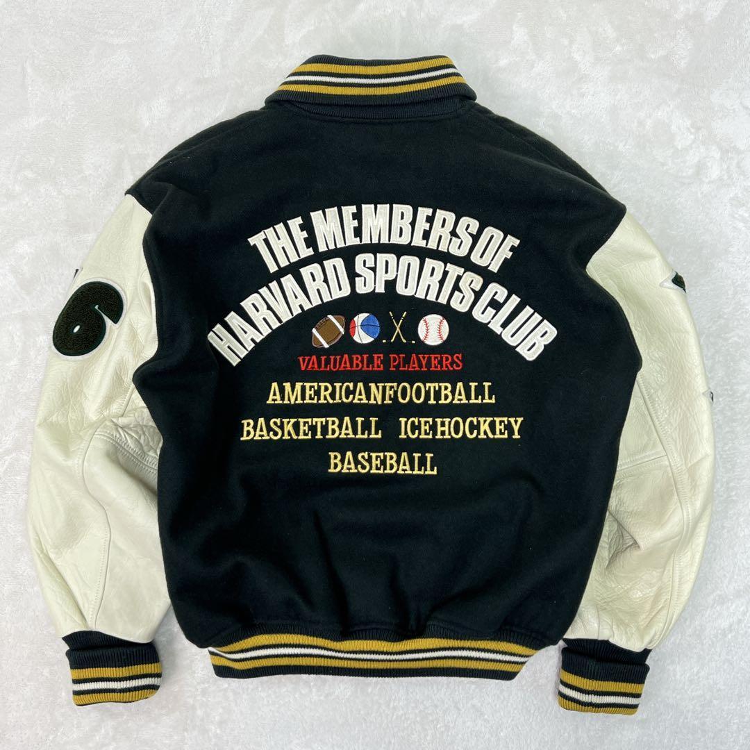 極稀少✨ HARVARD ハーバード　90s　スタジャン　本革スリーブ　ワッペン