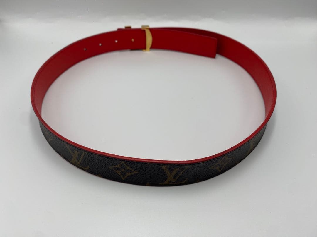 ルイヴィトン　ベルト　サンチュール　イニシャル　M9498　モノグラムLVレッド