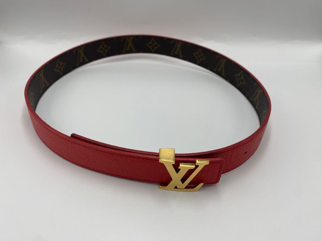 ルイヴィトン　ベルト　サンチュール　イニシャル　M9498　モノグラムLVレッド