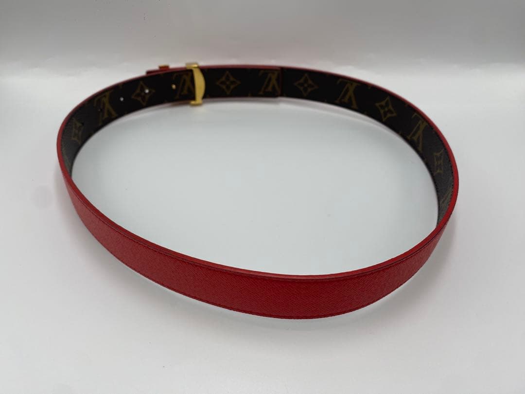 ルイヴィトン　ベルト　サンチュール　イニシャル　M9498　モノグラムLVレッド