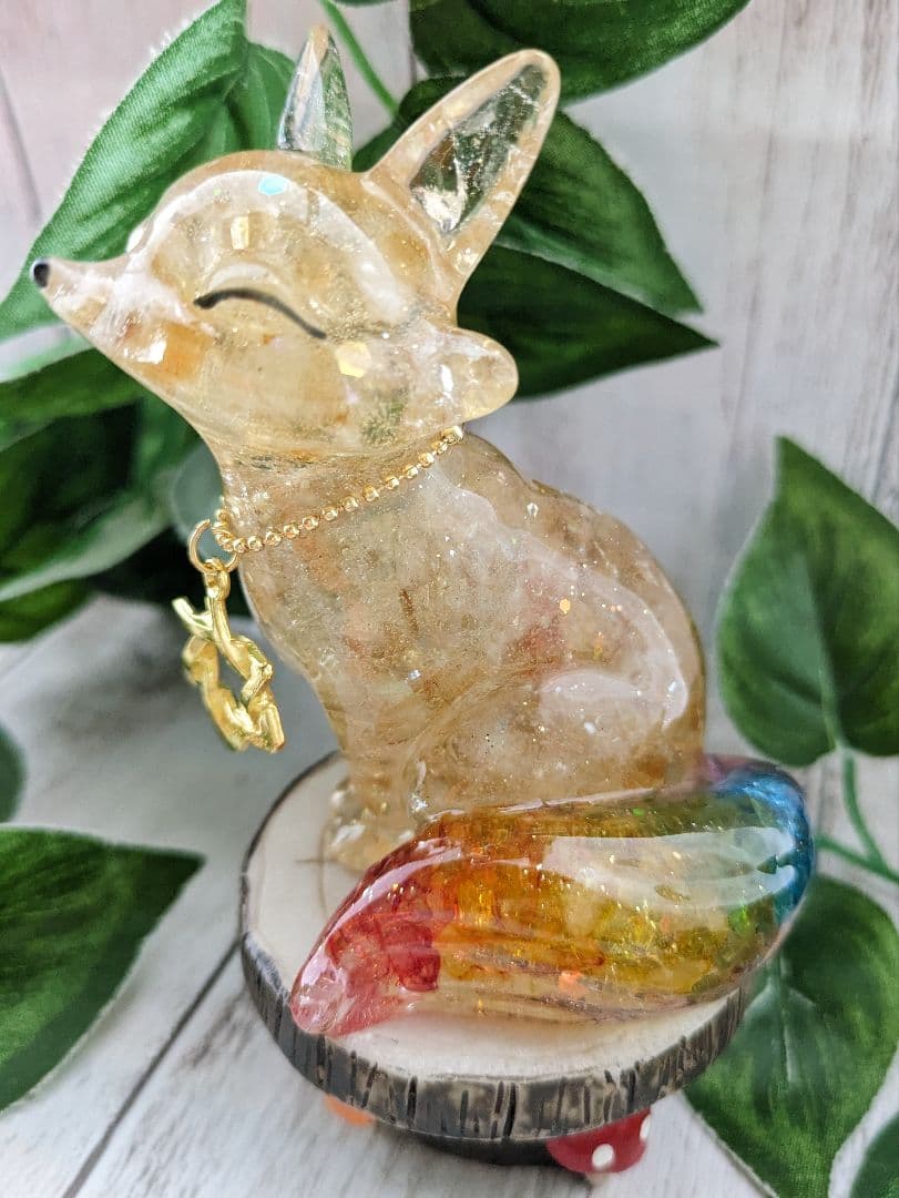 【つる927】レッドオーラクォーツのかめちゃん形オルゴナイト☆他３点