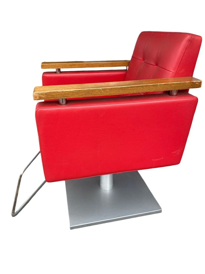 オオヒロ スタイリングチェア レッド 昇降 足踏みタイプ BRETT ma43