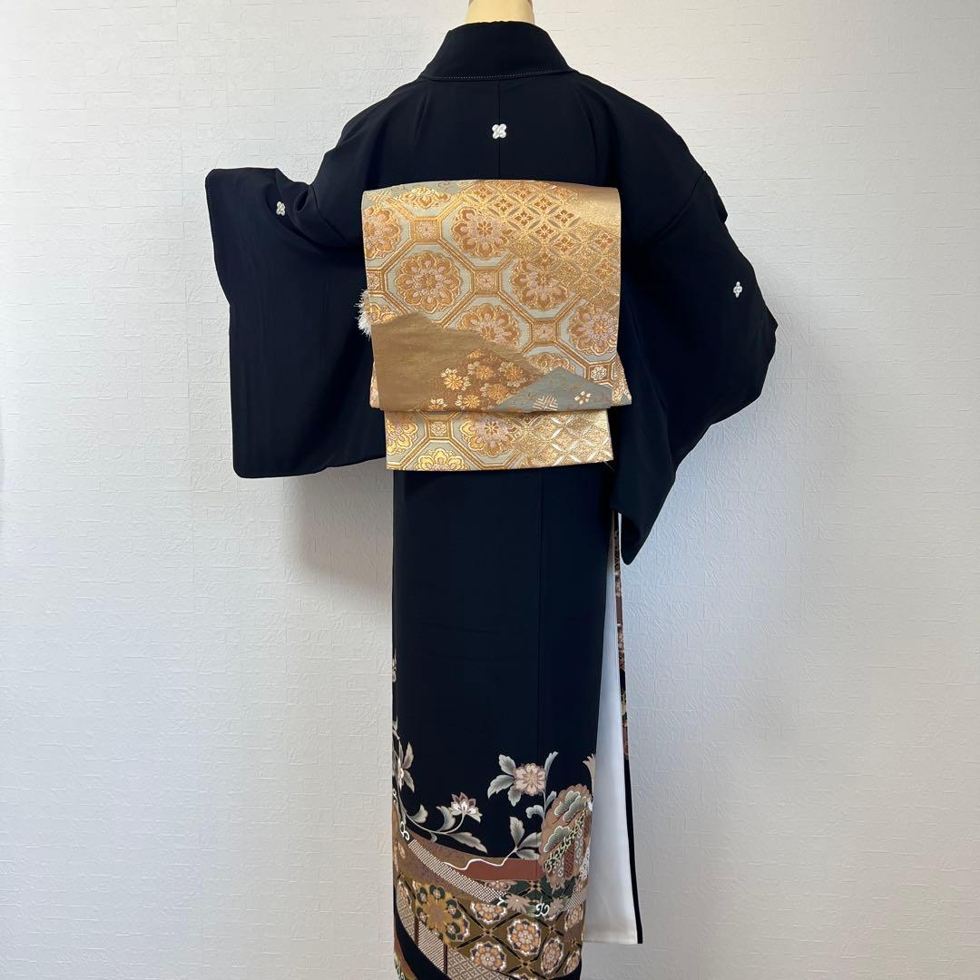 478 黒留袖フルセット 正絹 違い鷹の羽 御所車 鳳凰 松坂屋 高級 結婚式