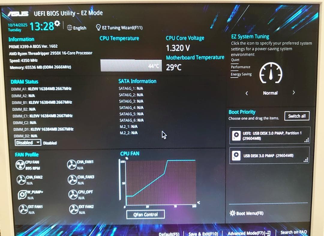 マザーボード PRIME X399A Ryzen Threadripper 2950X 64G