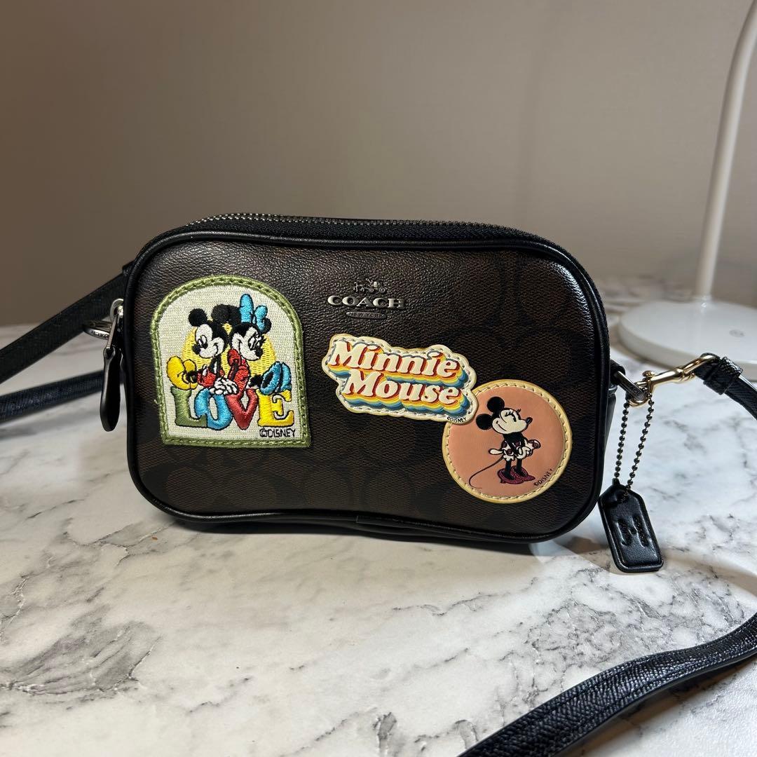 コーチ ショルダーバッグ ミニー コラボ シグネチャー 茶色 ディズニー