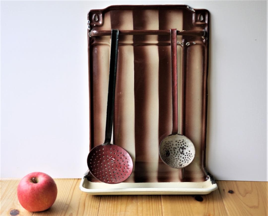 レードルラック　ホーローキッチン　スキンマー2本つき　フレンチカントリー