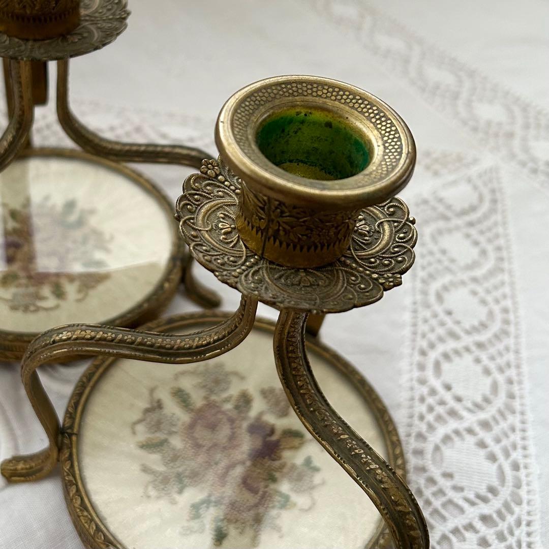 イギリスアンティーク◆プチポワン プチポアン◆キャンドルホルダー◆燭台