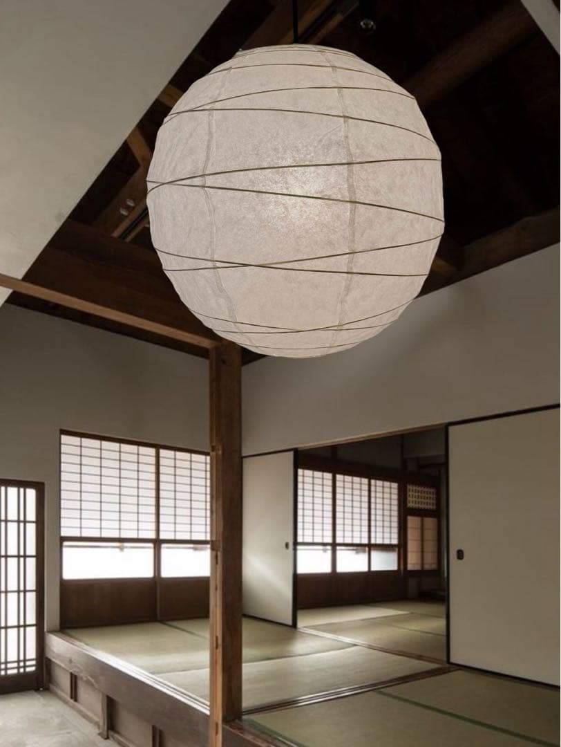 径46㎝丸和紙提灯白1灯具付き照明ペンダント