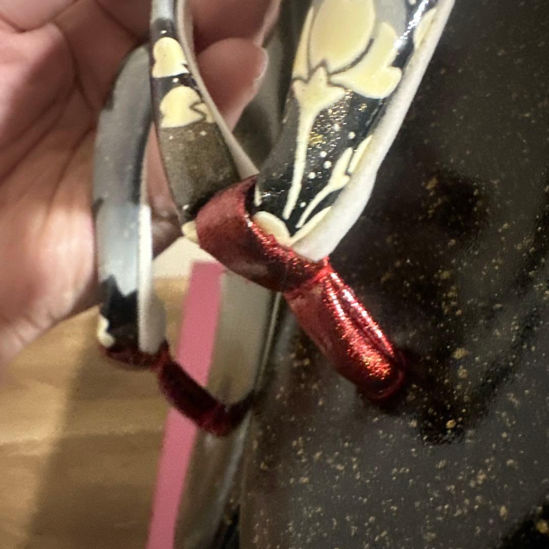 着物 和装 草履バッグセット 桜 黒 中古品 成人式