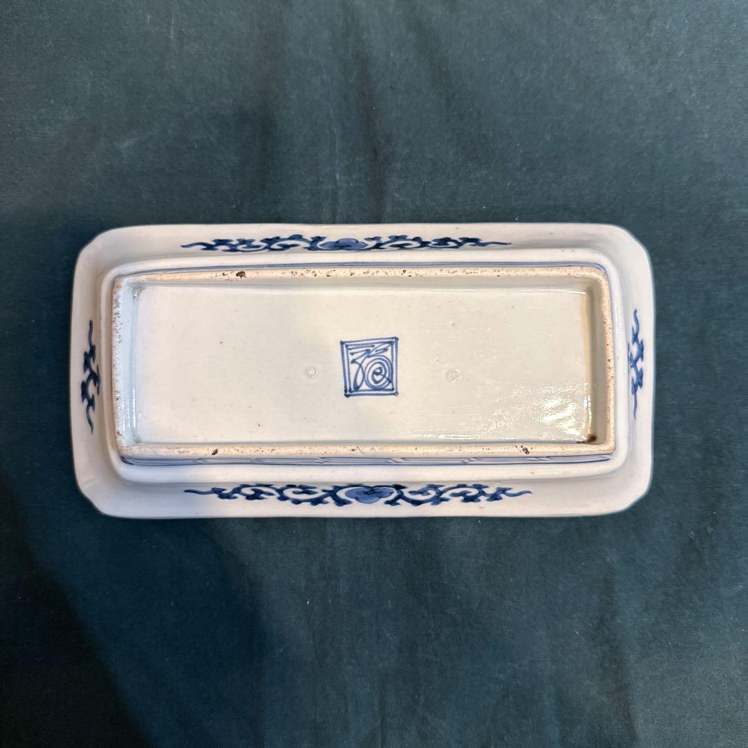 古伊万里　染付　蛸唐草　龍　長皿　江戸中期