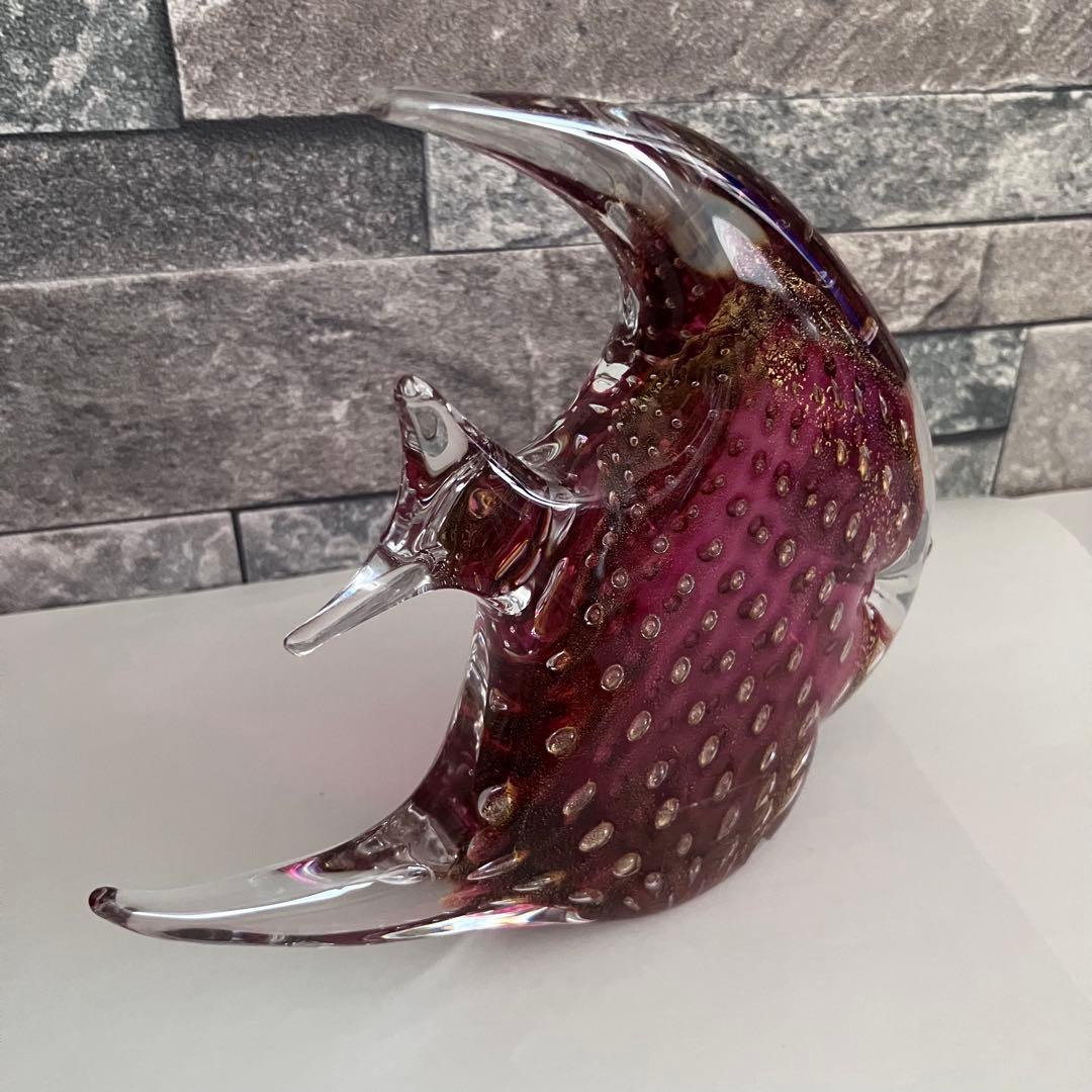 ヴェネチアングラス　ムラーノ　ガラス置物　硝子細工　魚　エンゼルフィッシュ