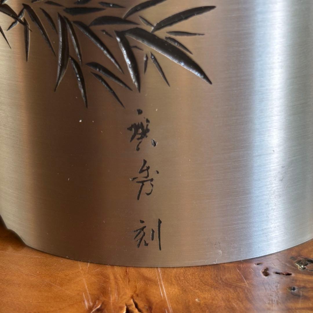 純錫　建水　鍛栄造　廣秀刻　茶道具　共箱