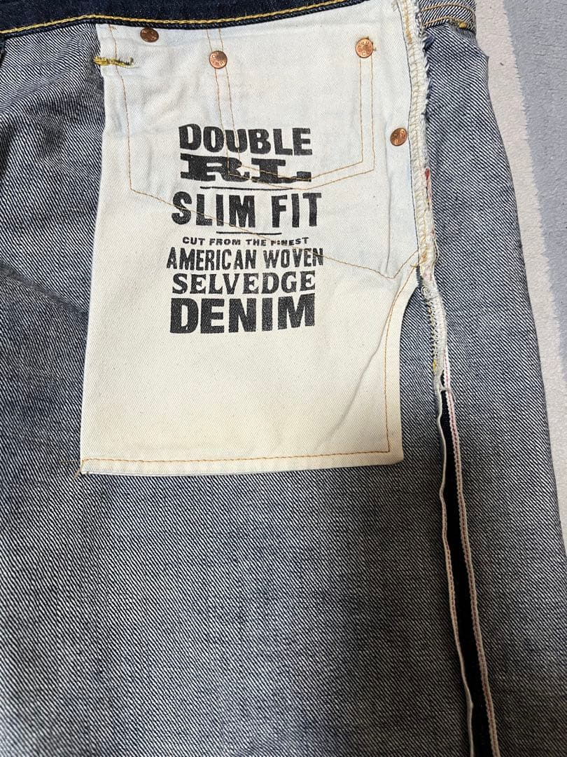 ダブルアールエル スリムフィット セルビッチ デニム
