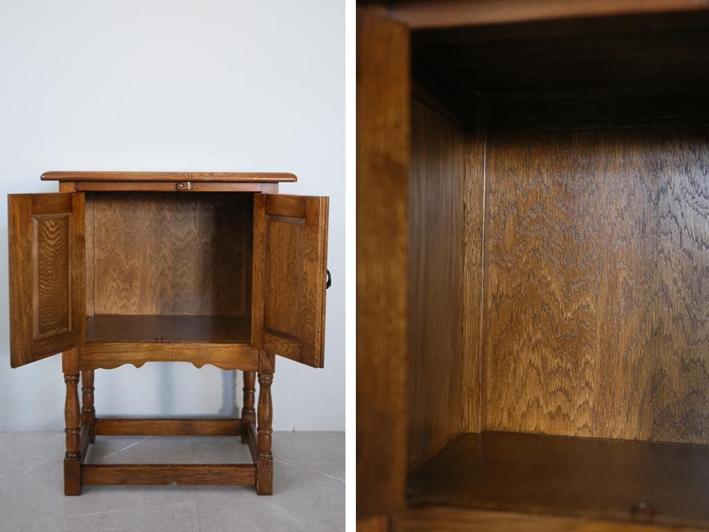 英国アンティーク木製カップボード/キャビネット/キッチン収納/飾り棚92-128