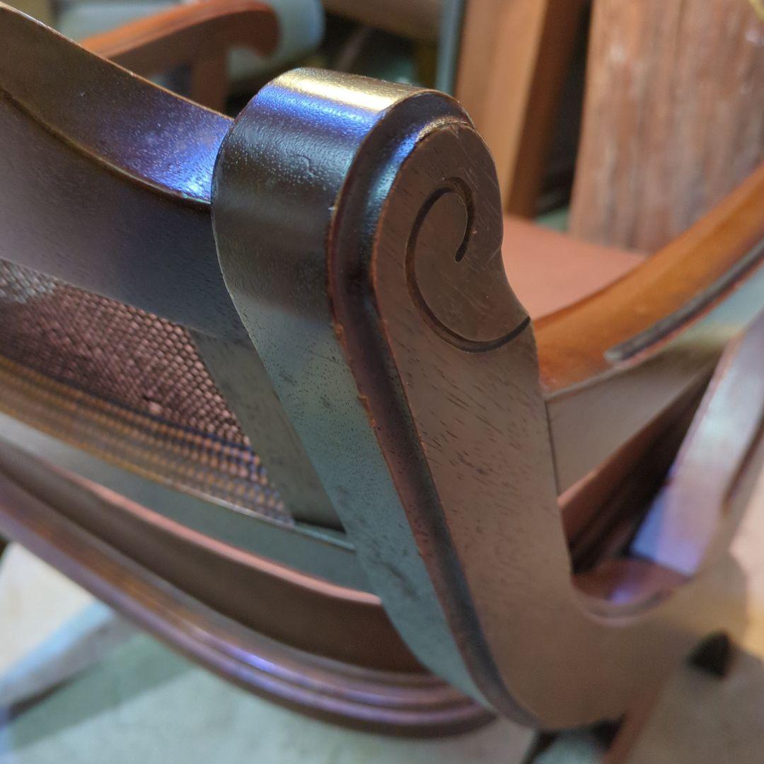 マルニ木工◆ビンテージ　ラタン　本革　ソファ　アーム　チェア 椅子 イス ④