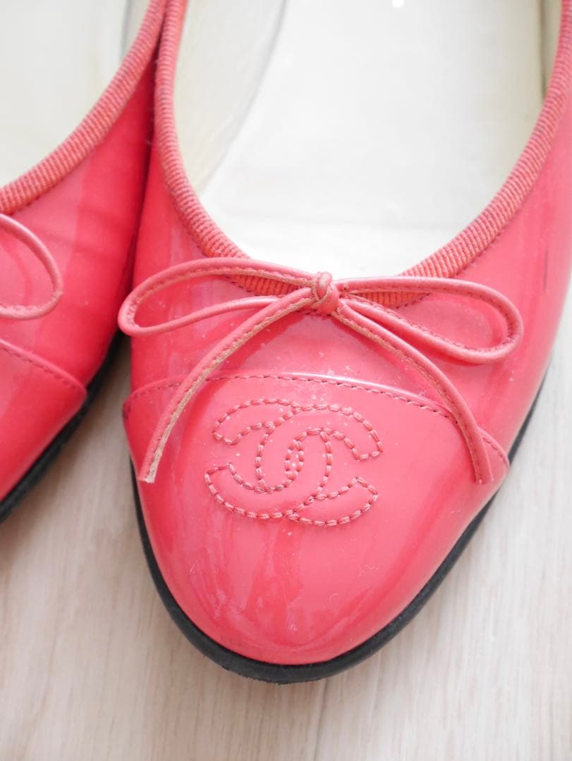 CHANEL バレーシューズ パンプス ココマーク キャップトゥ リボン 36
