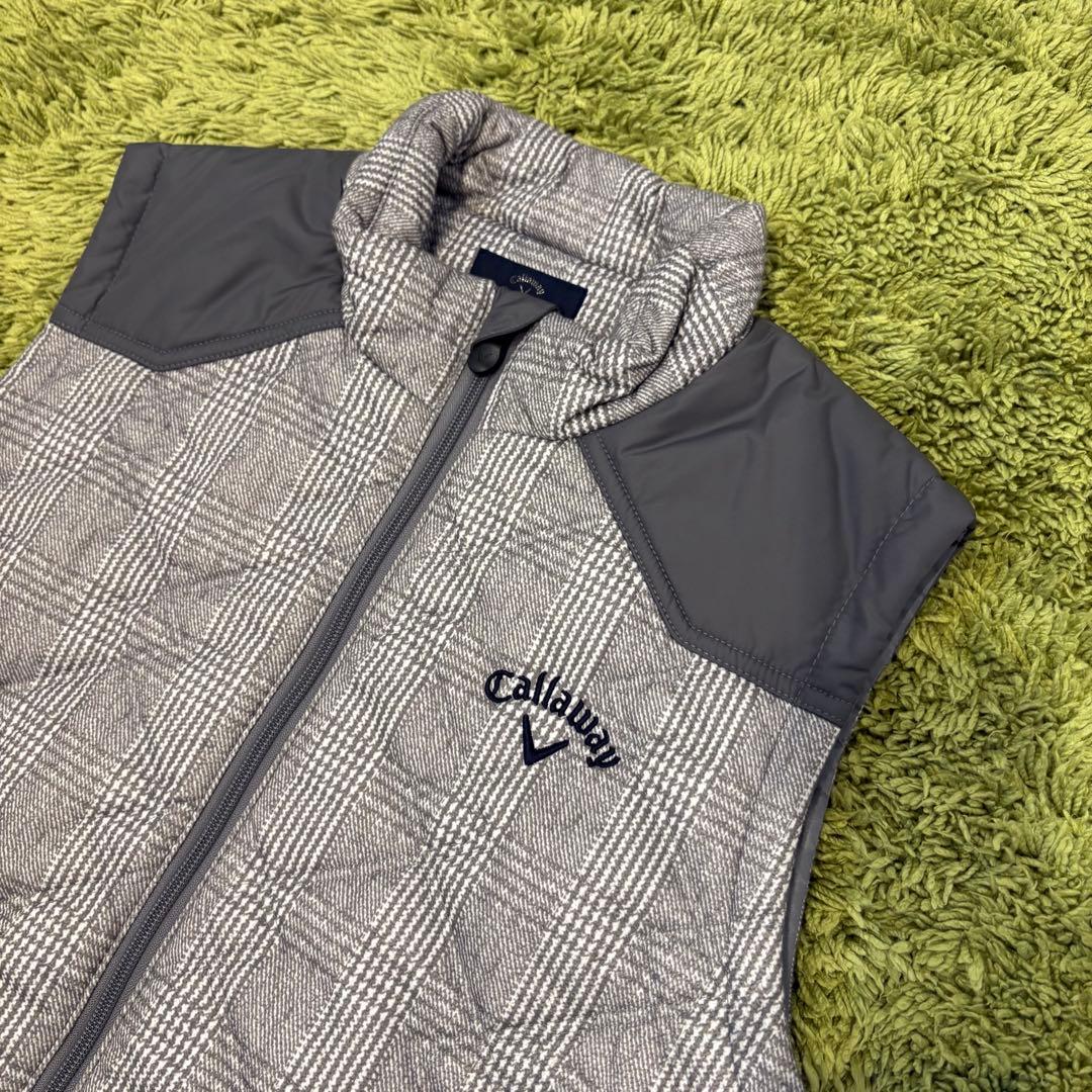 Callaway キャロウェイ 中綿ベスト グレンチェック柄 グレー LLサイズ