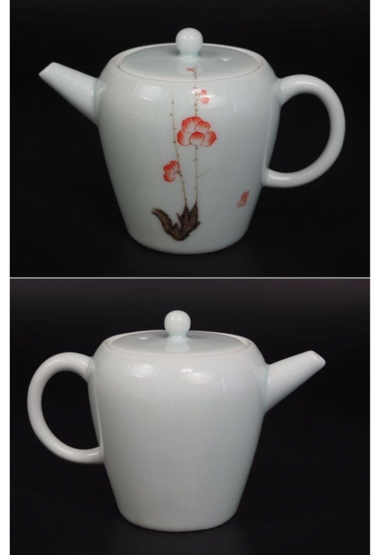 送料無料　中国方園　手描き梅文玉露茶器揃未使用　検/中国古玩骨董明代清代乾隆雍正