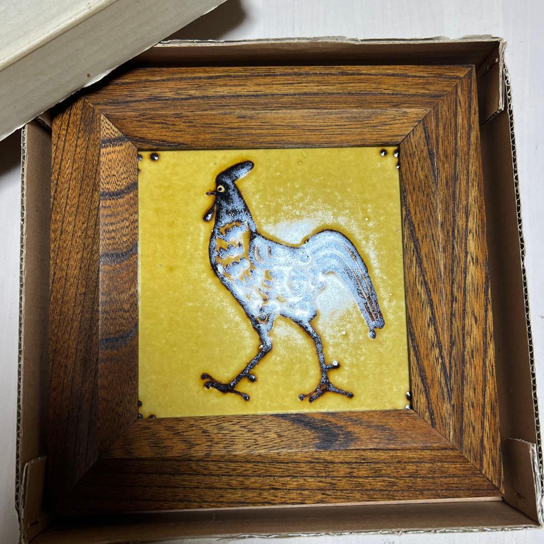 舩木研兒 舩木研児 船木研児 鳥 鶏 陶板画 スリップウェア　民藝 骨董