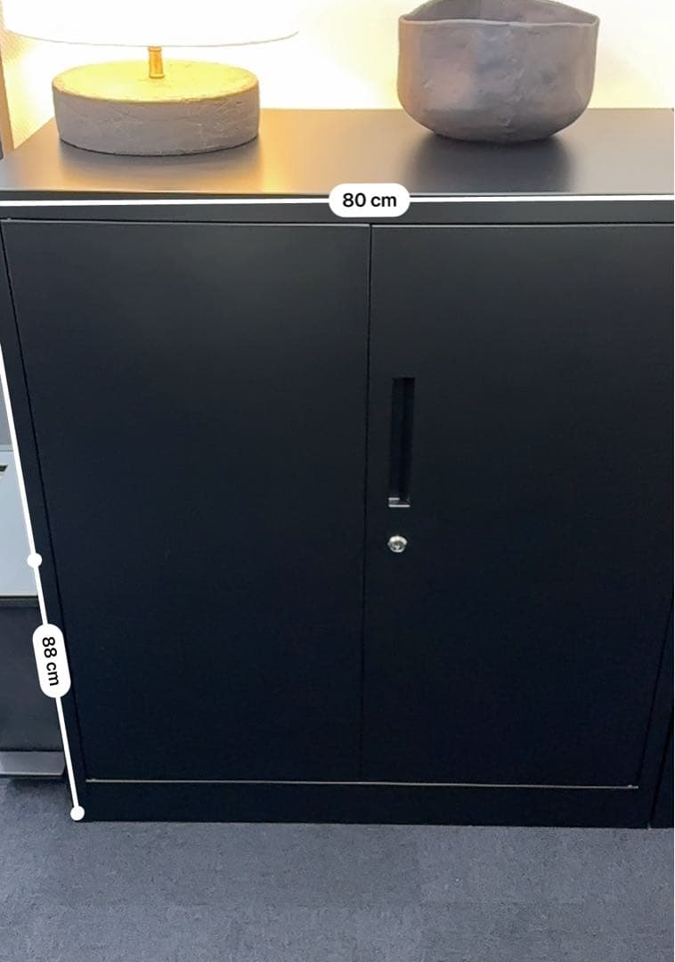 スチールキャビネット 鍵付き 1台 ブラック オフィス収納