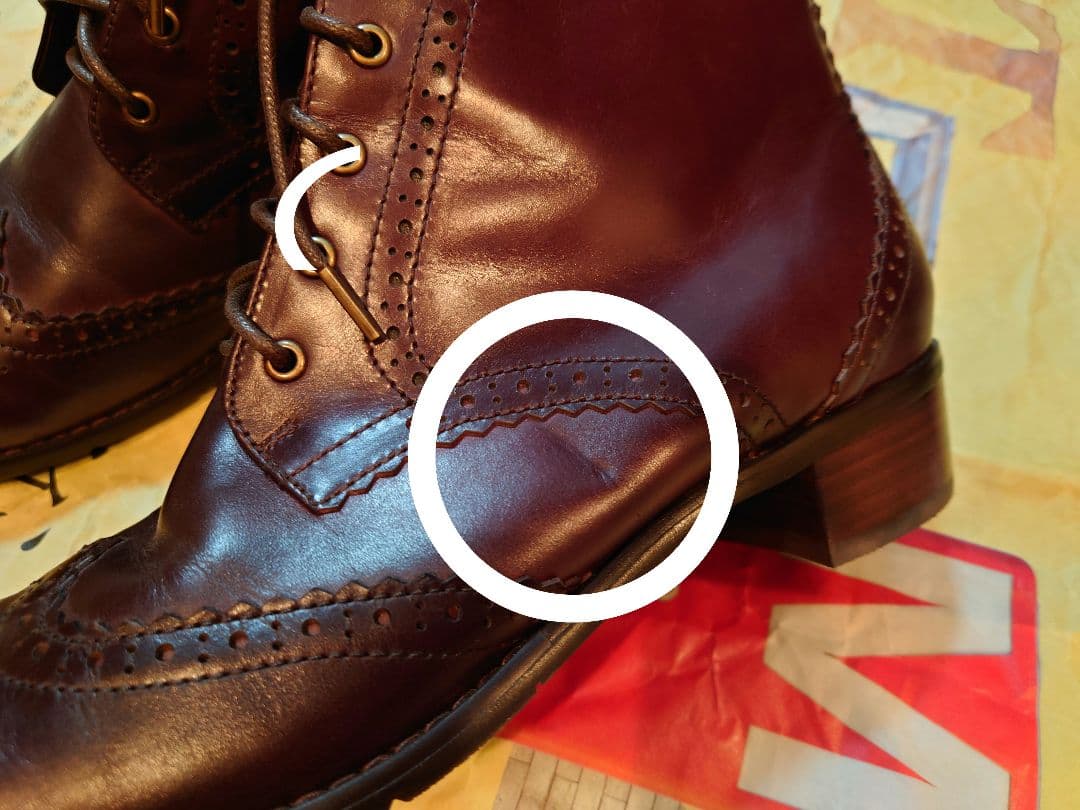 卑弥呼　レースアップブーツ　サイドジップ　レザー　ブラウン　24.5