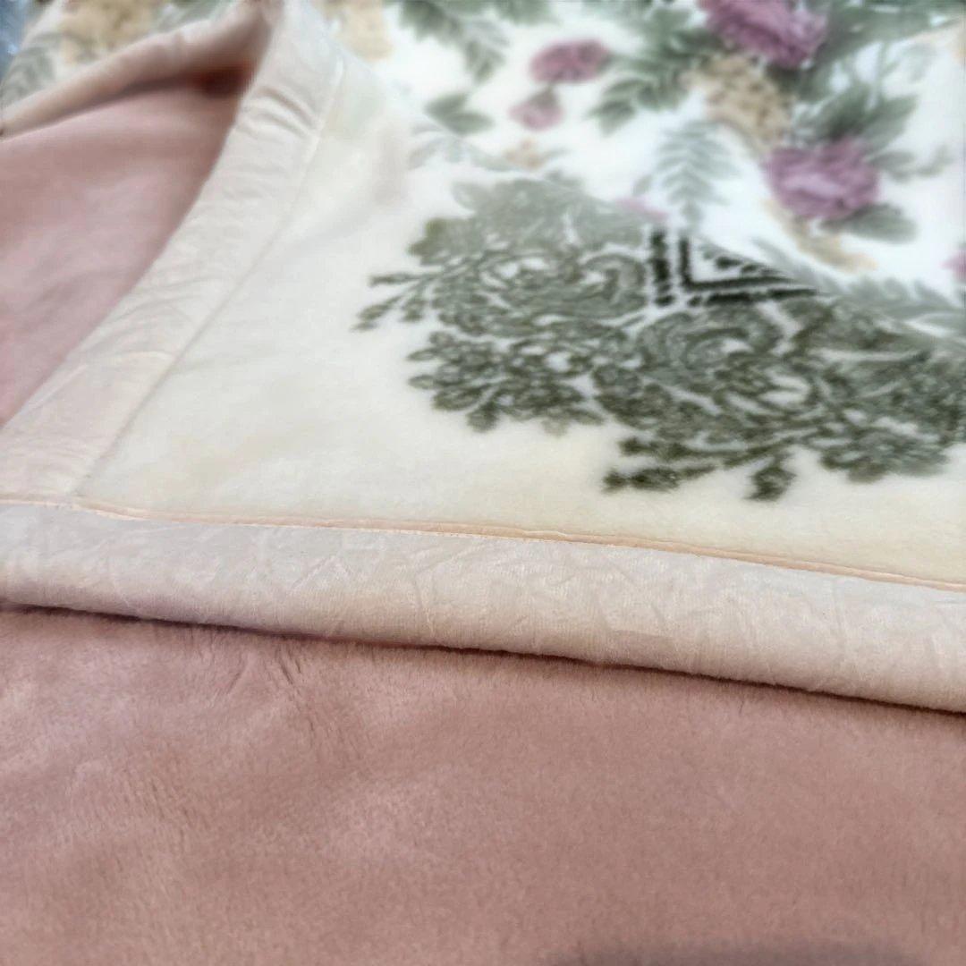 新品　日本製　アクリル　花柄　毛布　シングルサイズ180x230cm