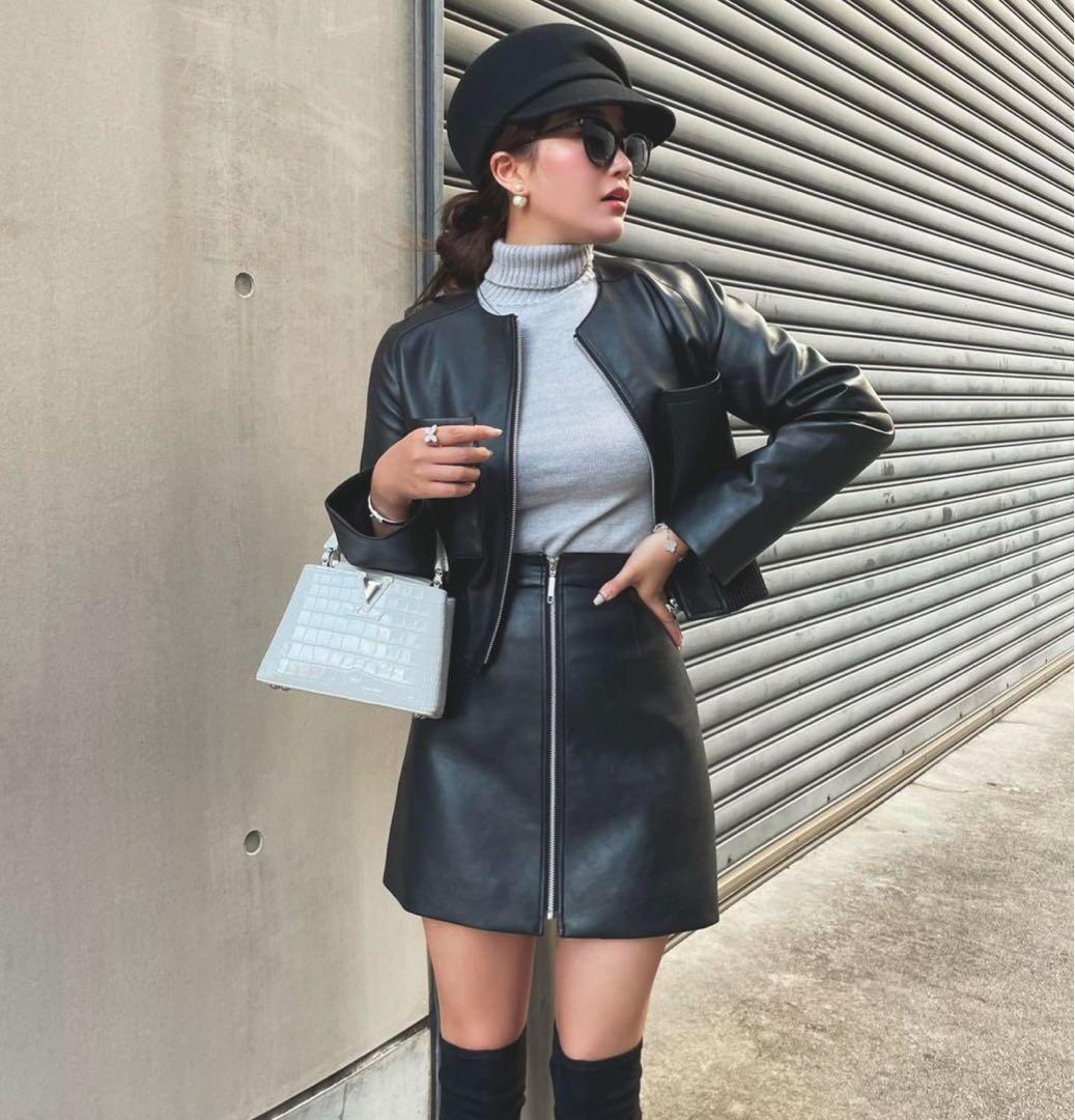 シェリエ　レザー シングルライダースジャケット