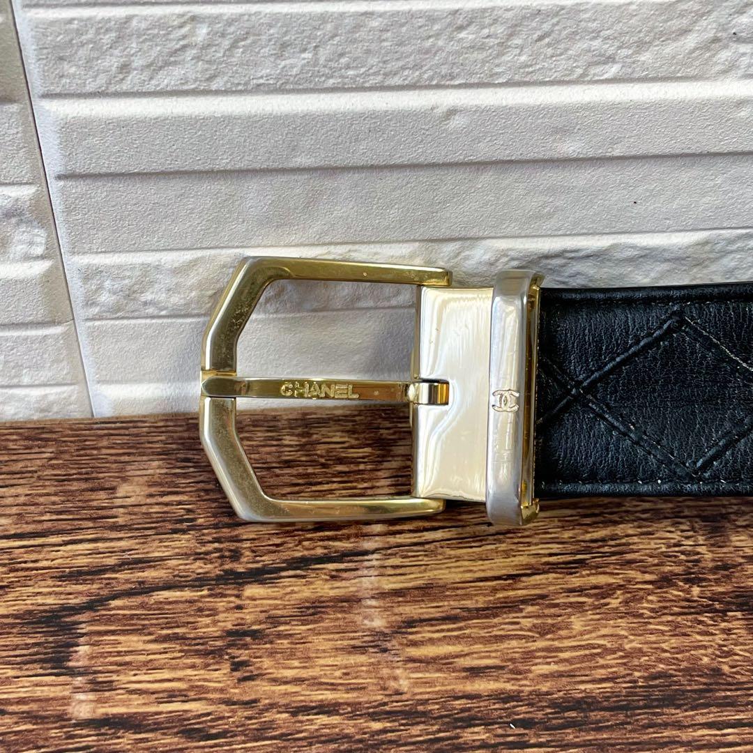 シャネル ビコローレ マトラッセ レザー ベルト ココマーク ラムスキン.