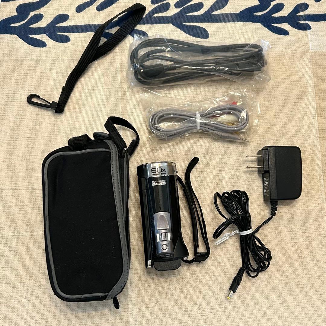 【箱付き美品】小型 ビデオカメラ JVC GZ-EX370-B フルHD